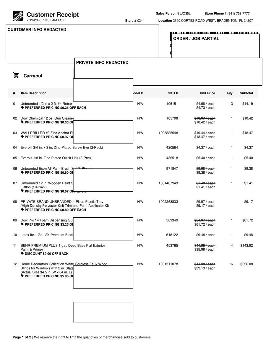H0244 664652 Receipt
