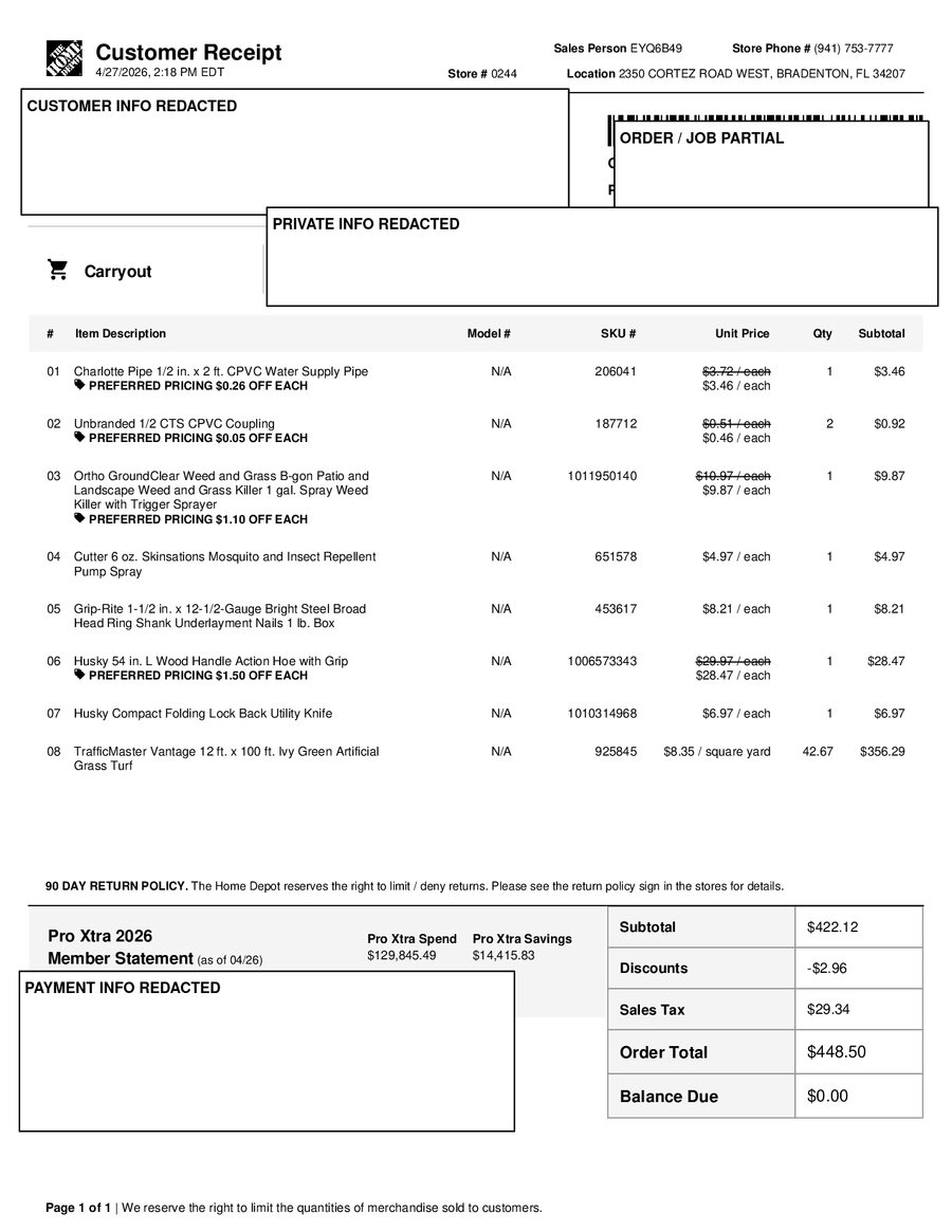 H0244 680911 Receipt