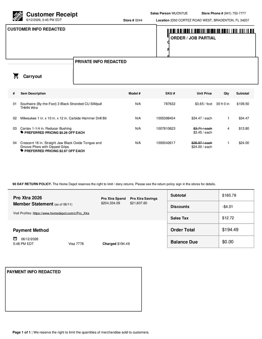 H0244 691767 Receipt