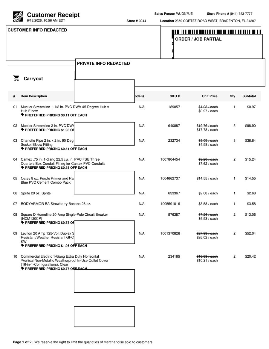 H0244 692821 Receipt