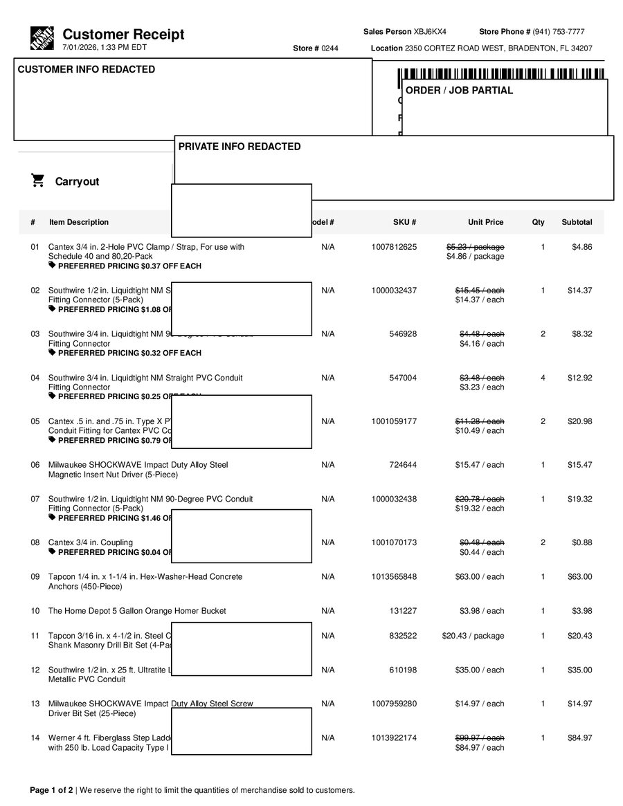 H0244 695628 Receipt