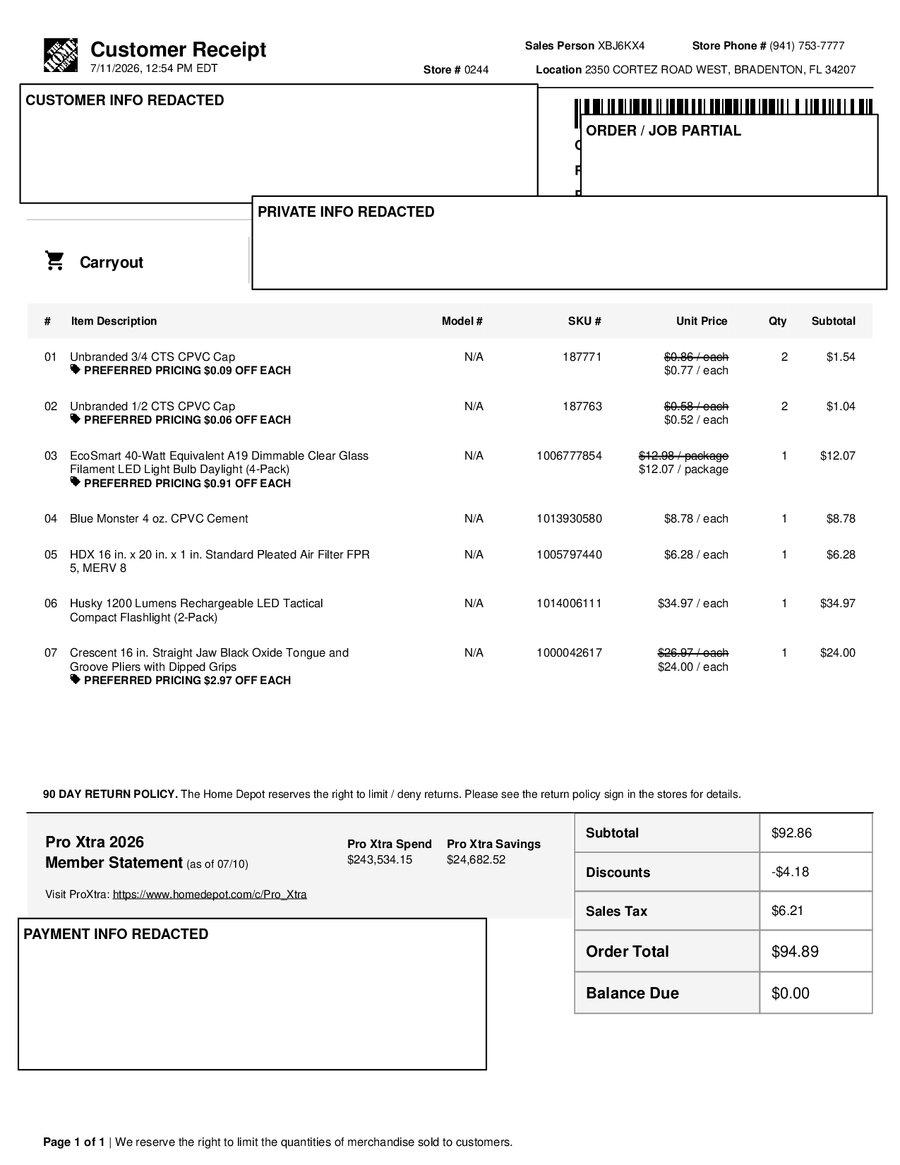 H0244 697529 Receipt