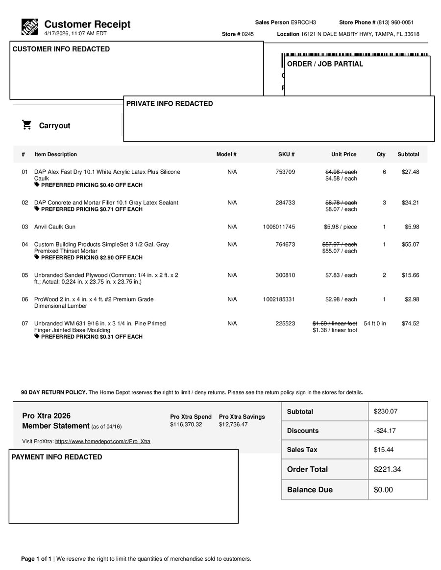 H0245 544995 Receipt