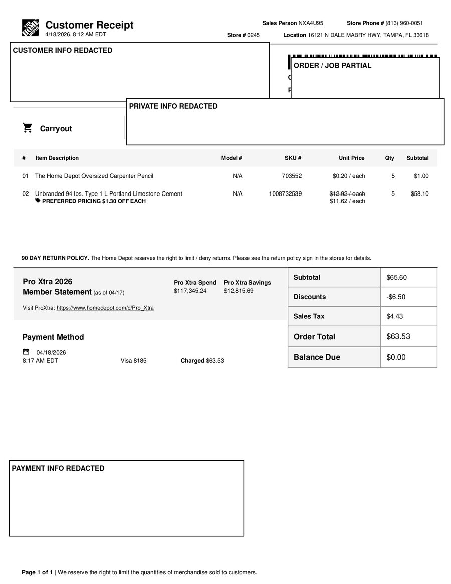 H0245 545152 Receipt