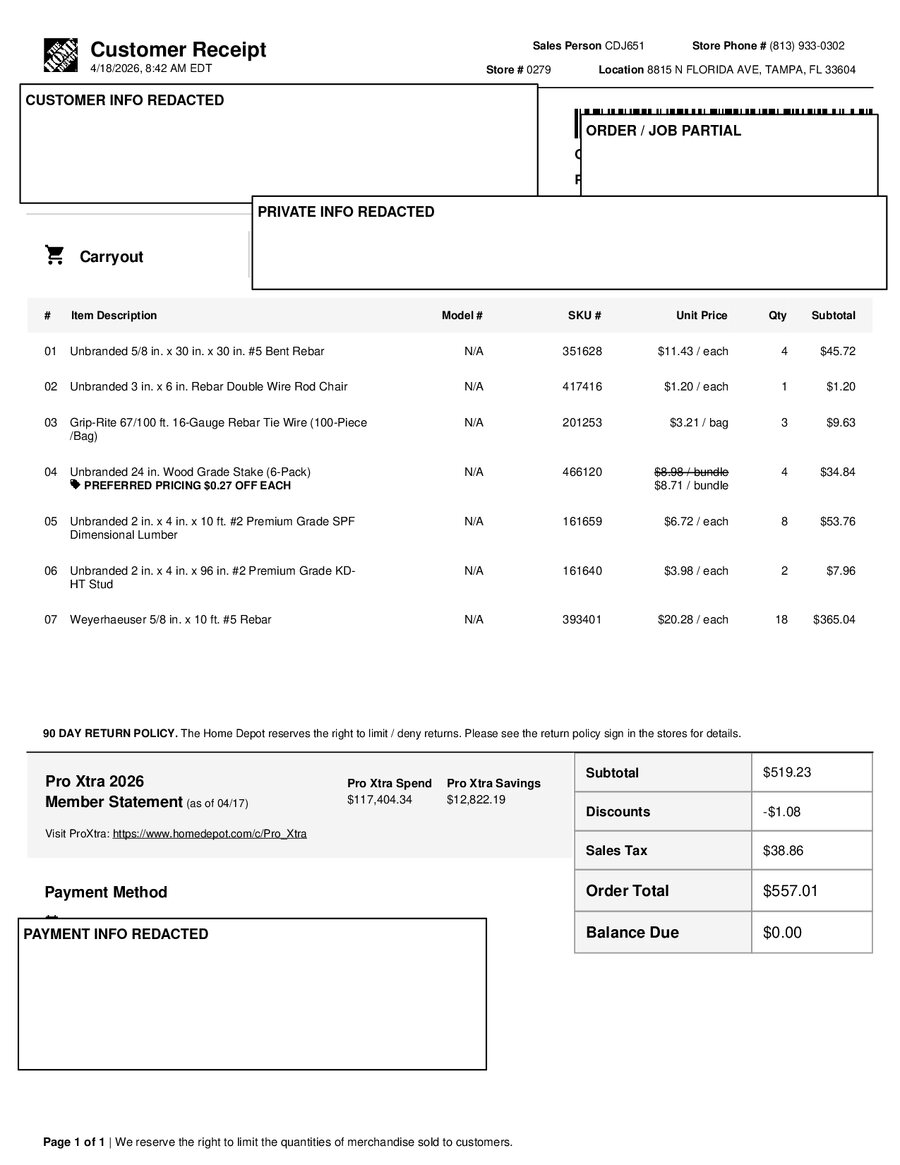 H0279 792042 Receipt