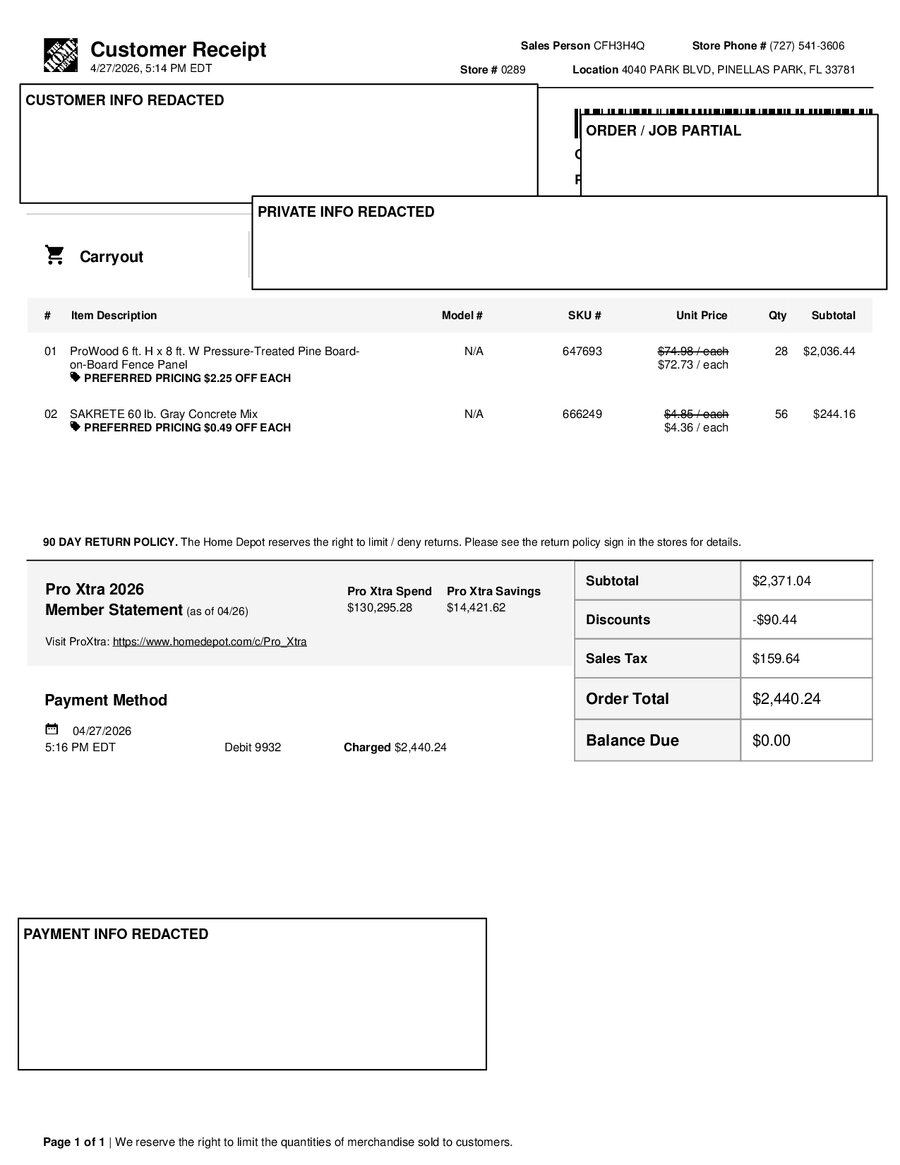 H0289 543189 Receipt