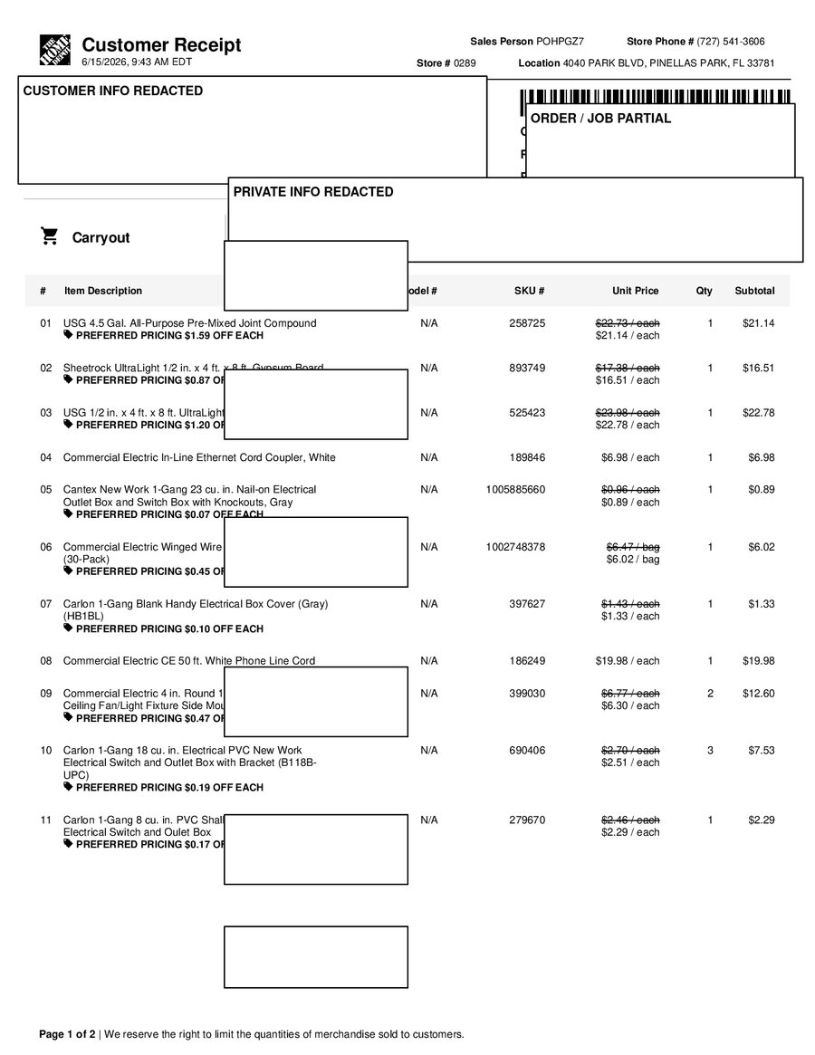 H0289 553151 Receipt