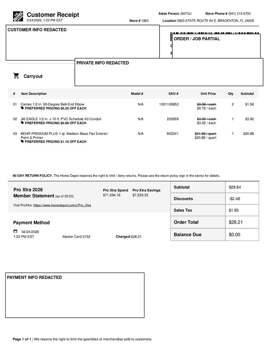 H1863 418028 Receipt