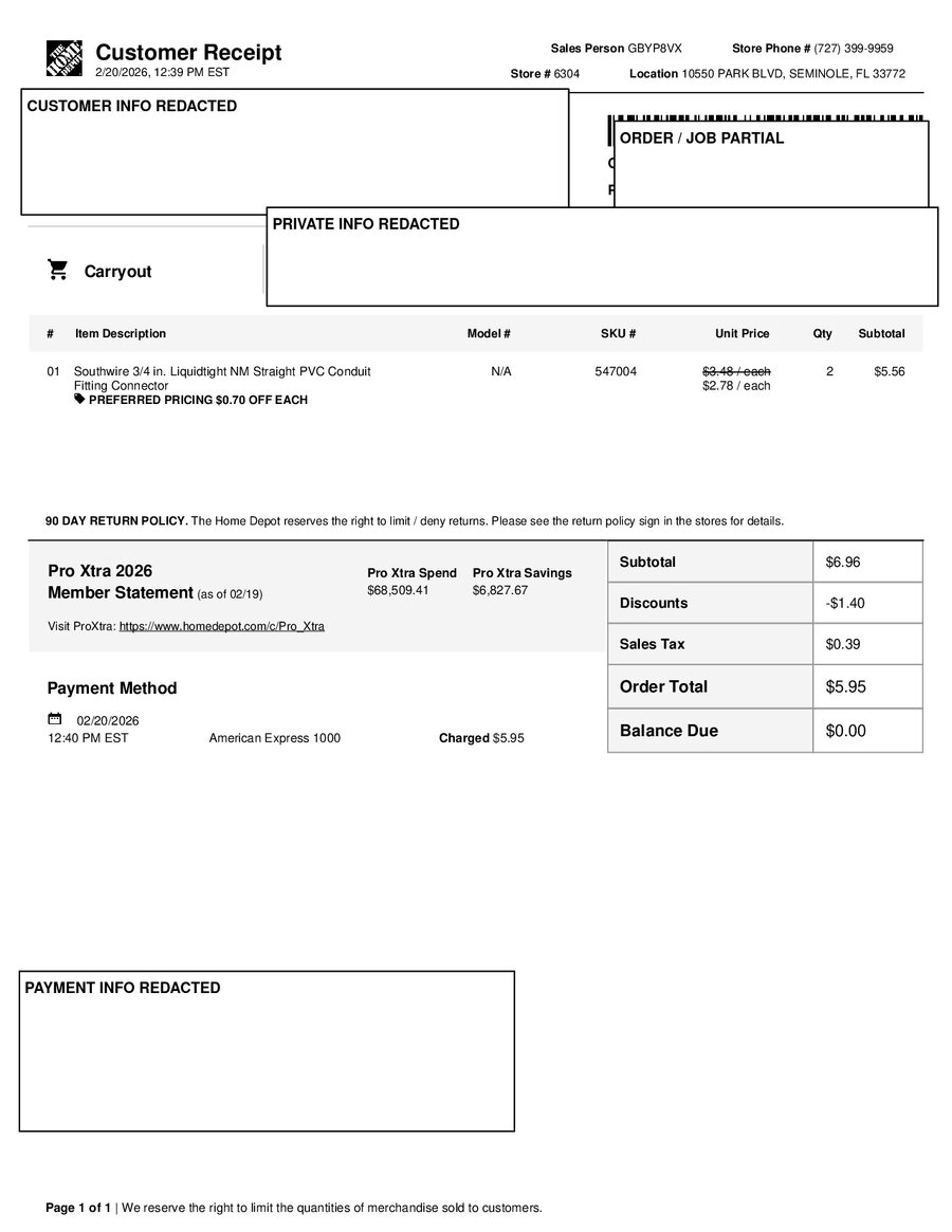 H6304 464951 Receipt