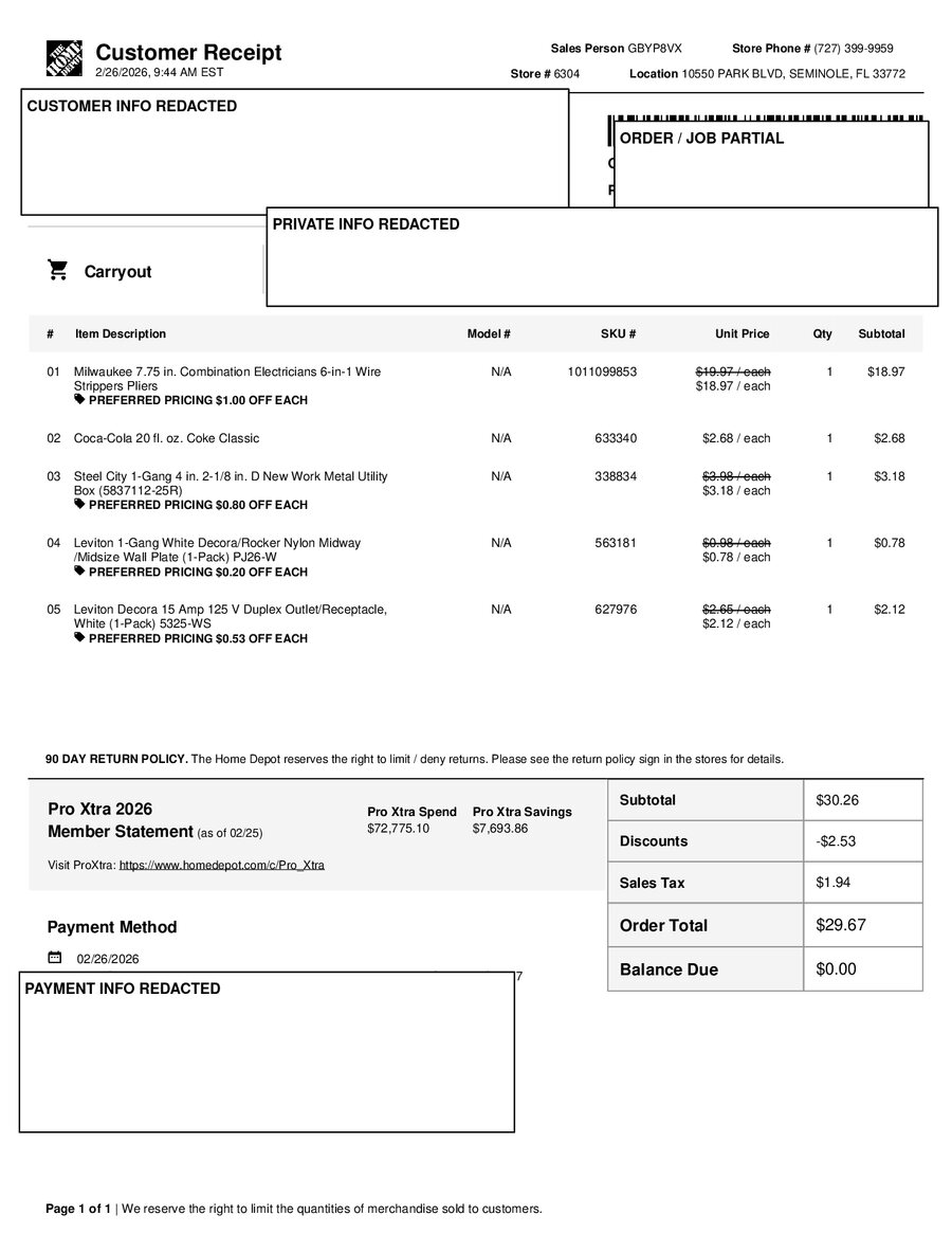 H6304 465912 Receipt