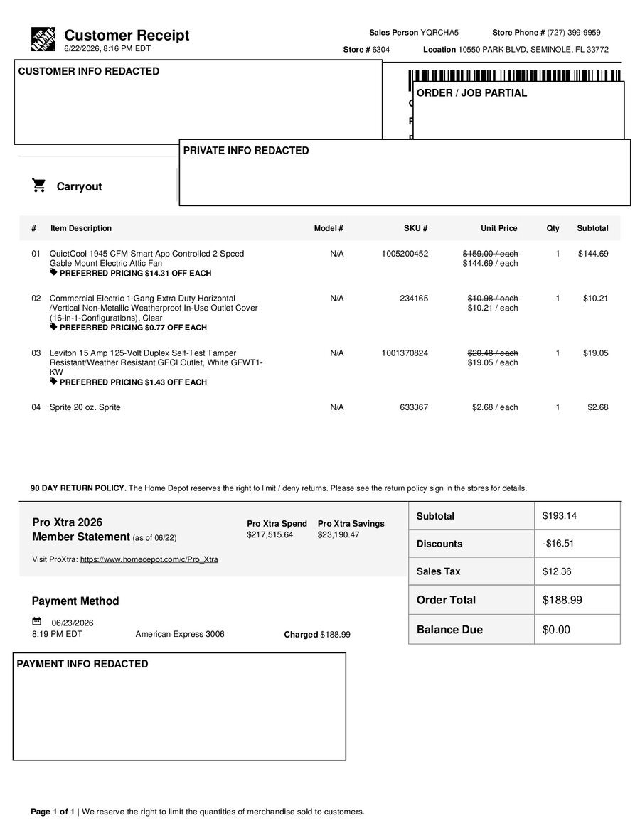 H6304 486284 Receipt