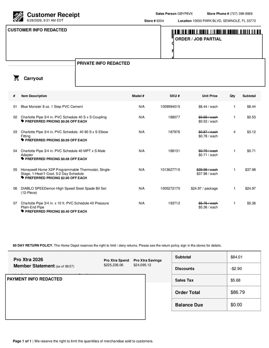 H6304 487300 Receipt