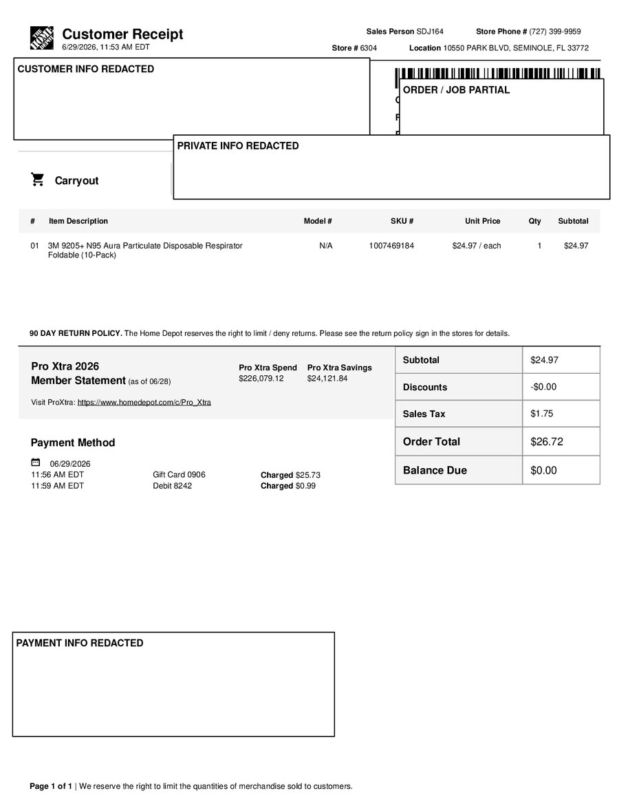 H6304 487539 Receipt