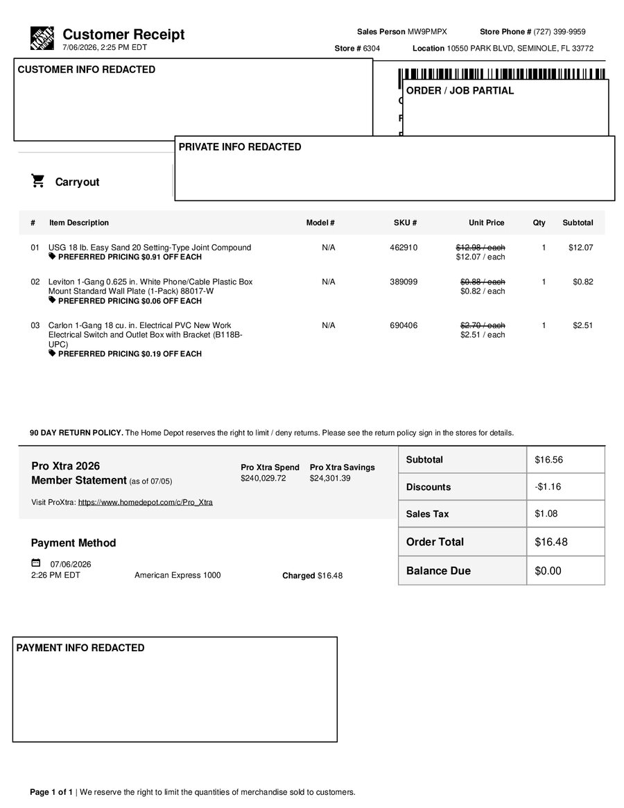H6304 488700 Receipt