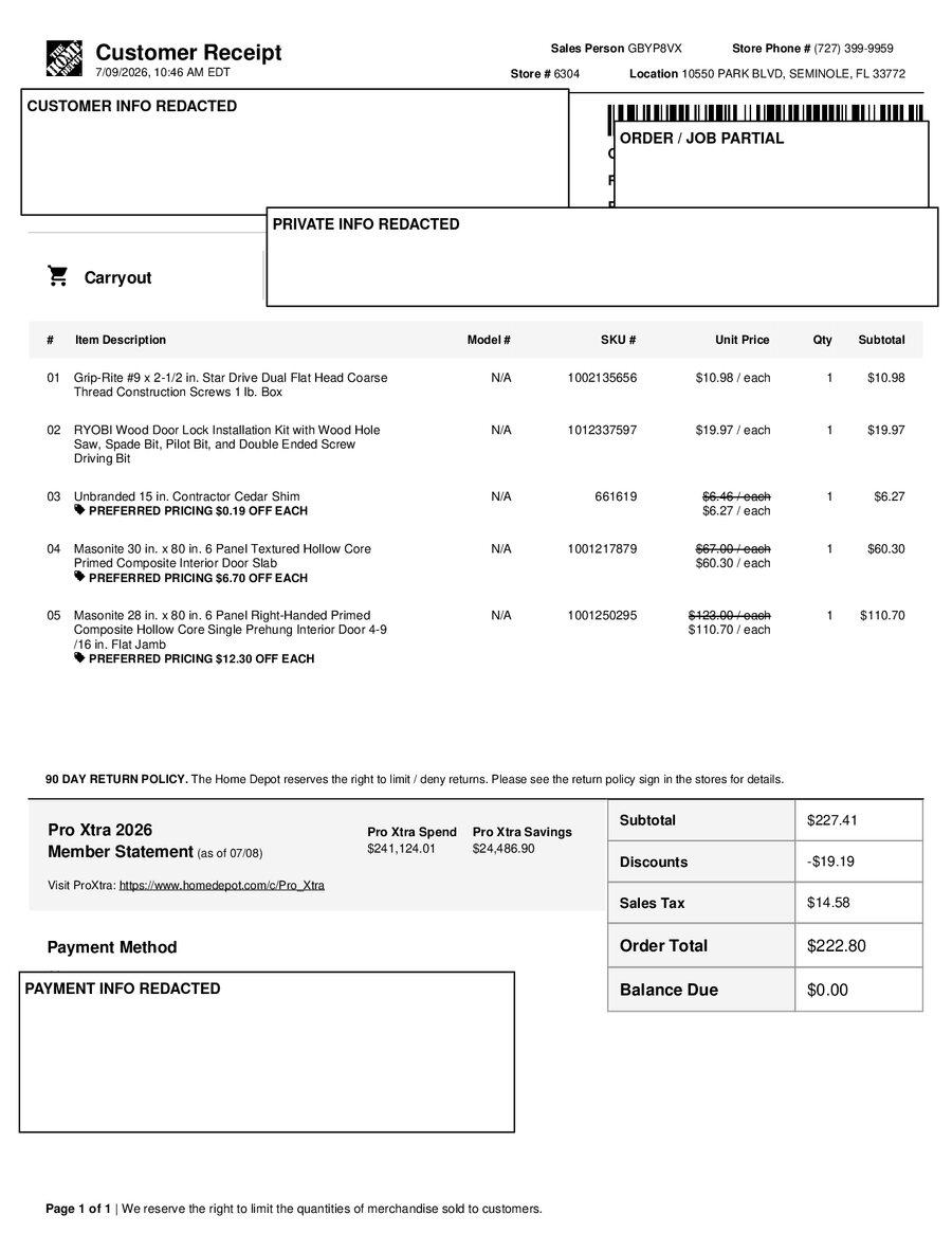 H6304 489309 Receipt