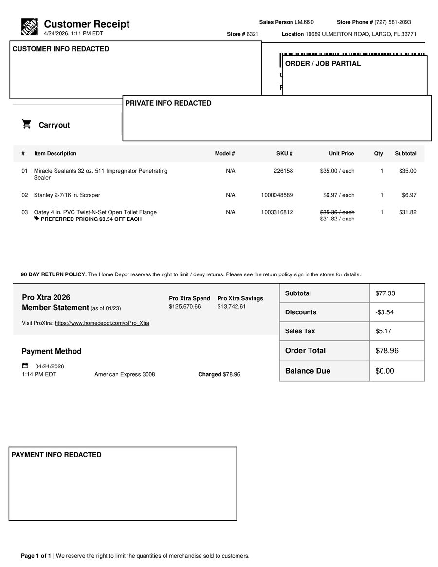 H6321 530076 Receipt