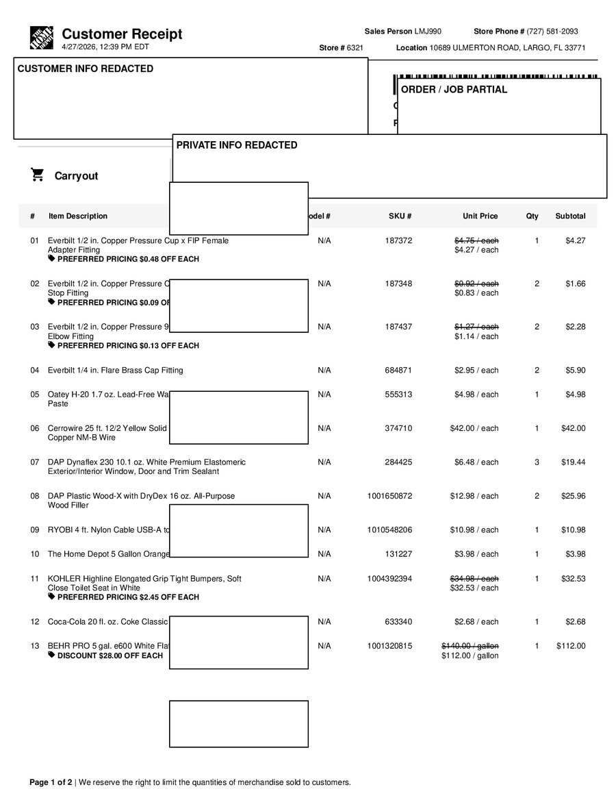 H6321 530470 Receipt