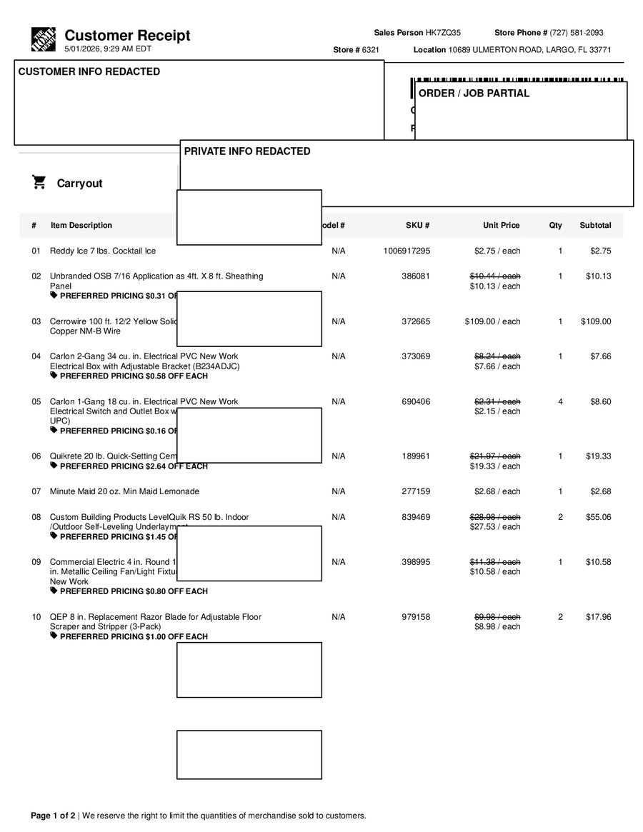 H6321 531330 Receipt