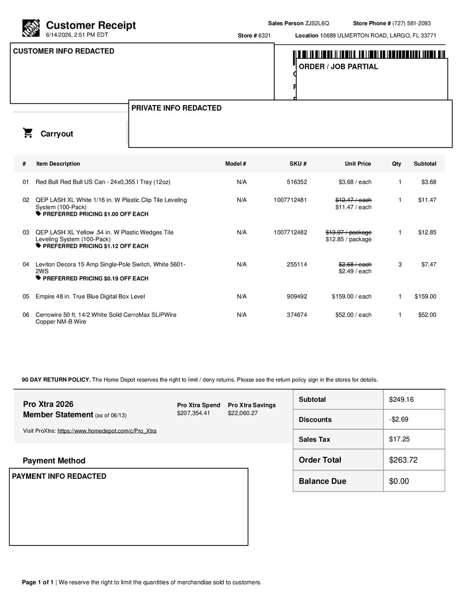 H6321 539158 Receipt
