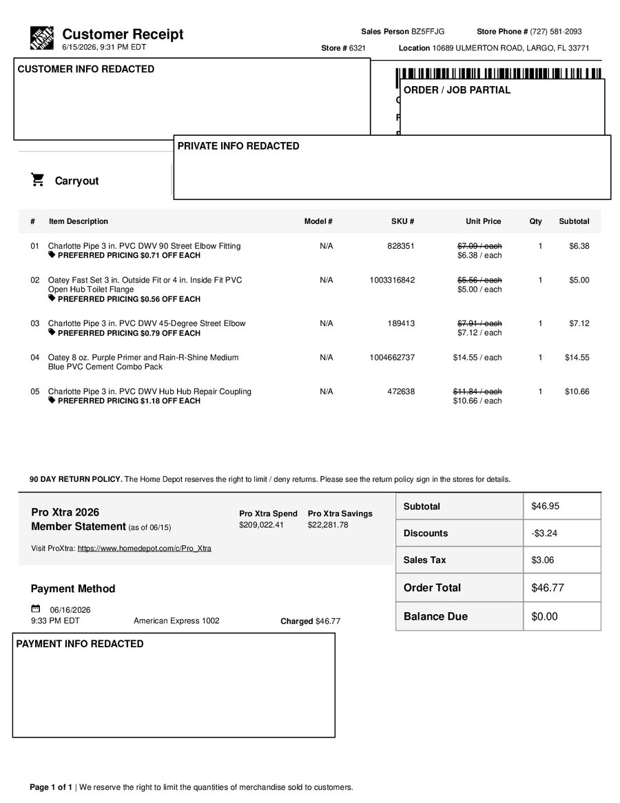 H6321 539438 Receipt