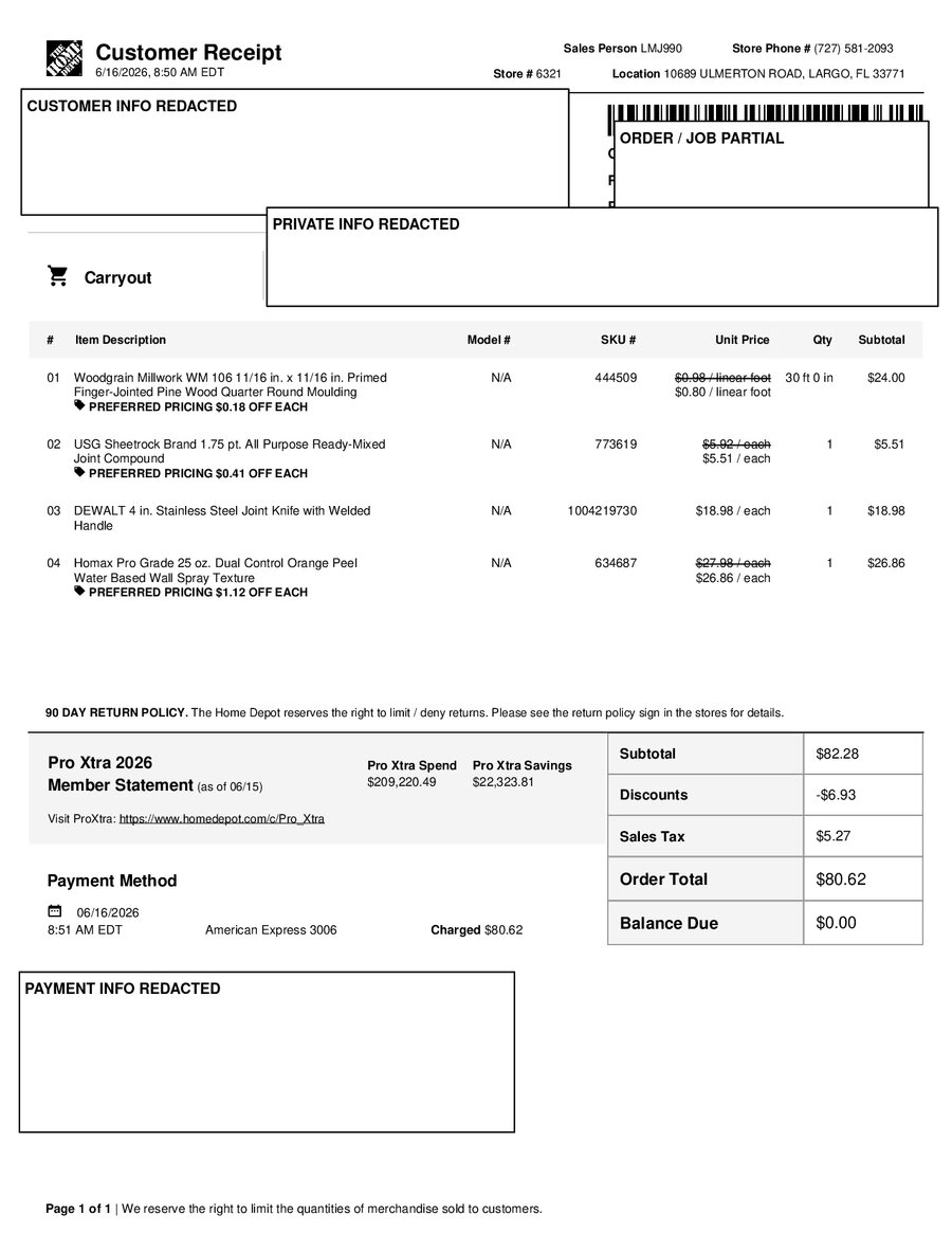 H6321 539462 Receipt