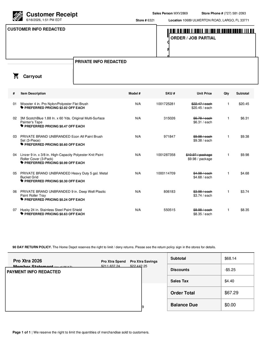 H6321 539960 Receipt