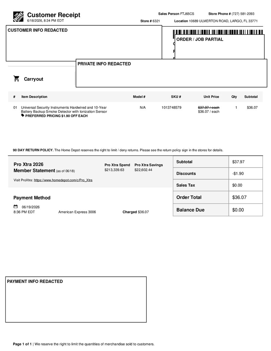 H6321 540038 Receipt