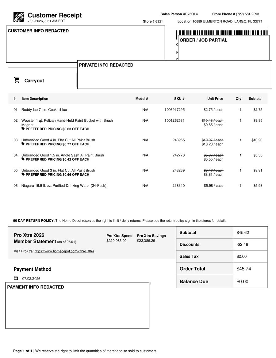 H6321 542380 Receipt