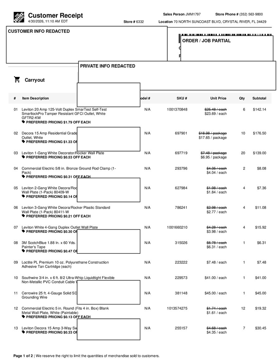 H6332 425806 Receipt