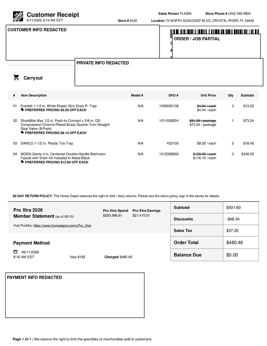 H6332 432332 Receipt