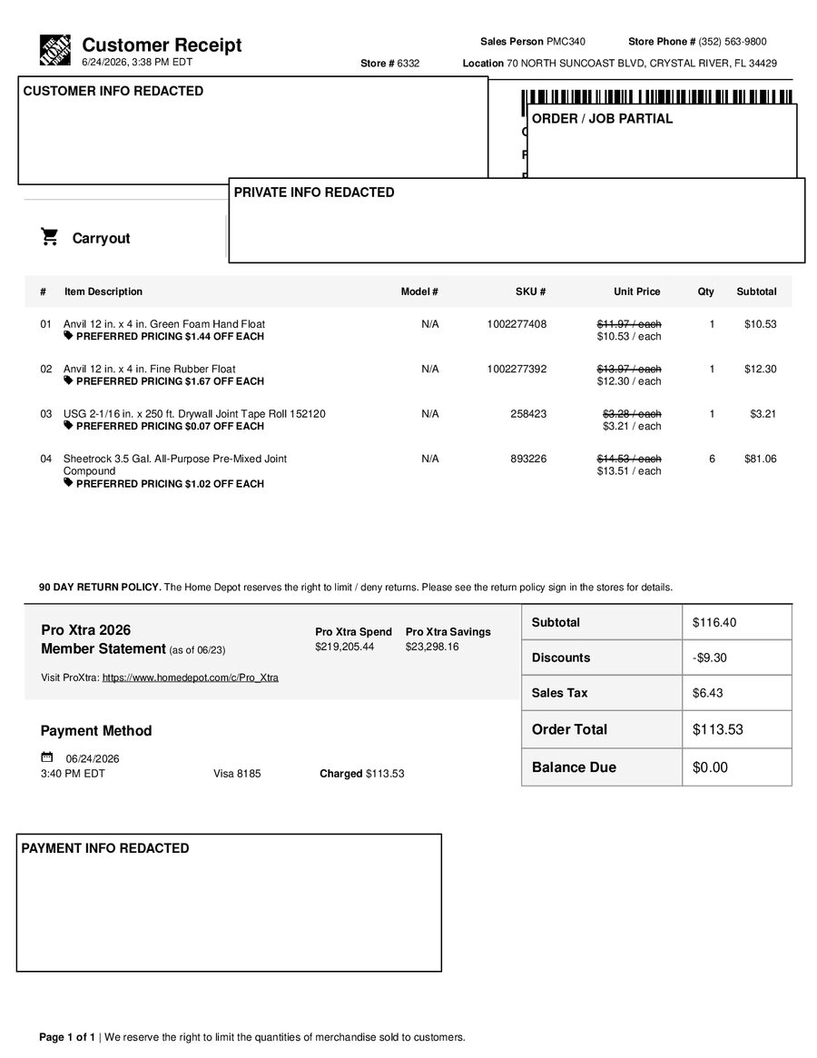 H6332 434349 Receipt