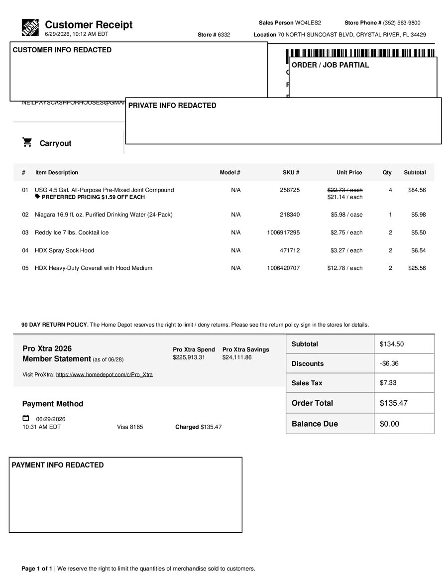 H6332 434963 Receipt