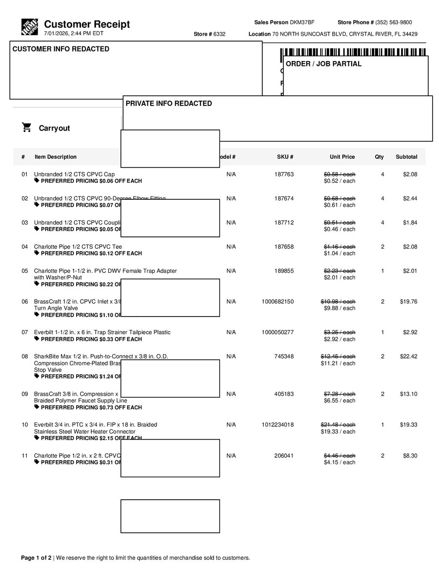 H6332 435429 Receipt