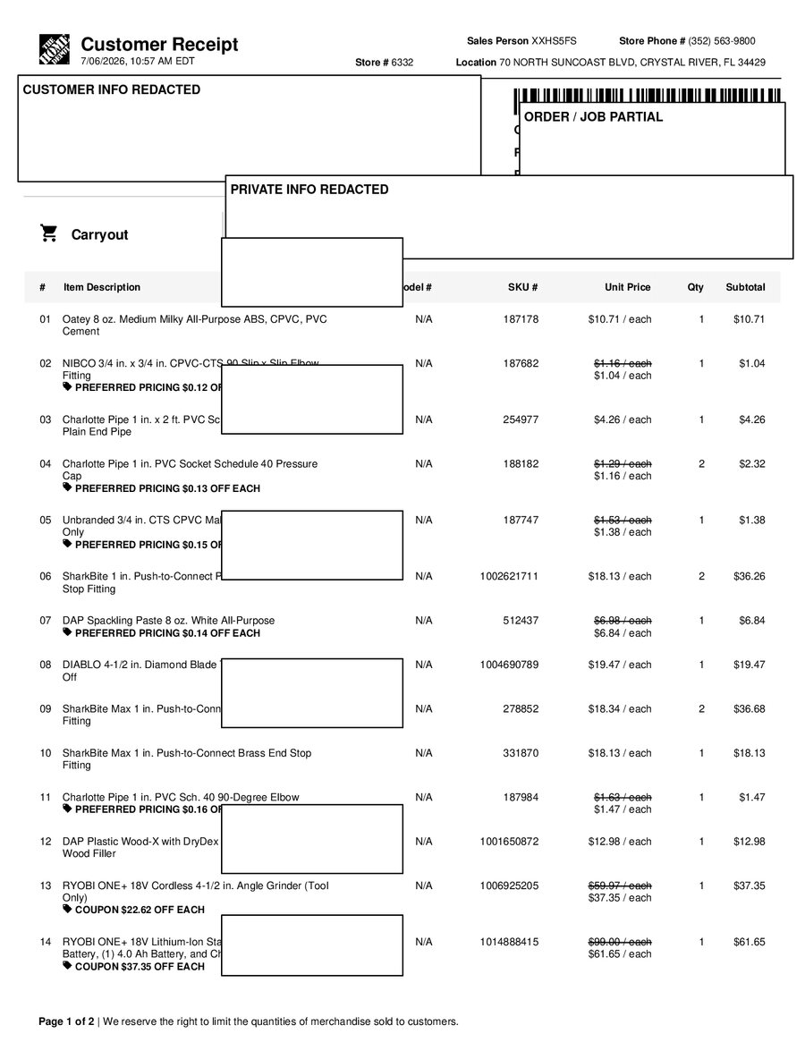 H6332 435953 Receipt